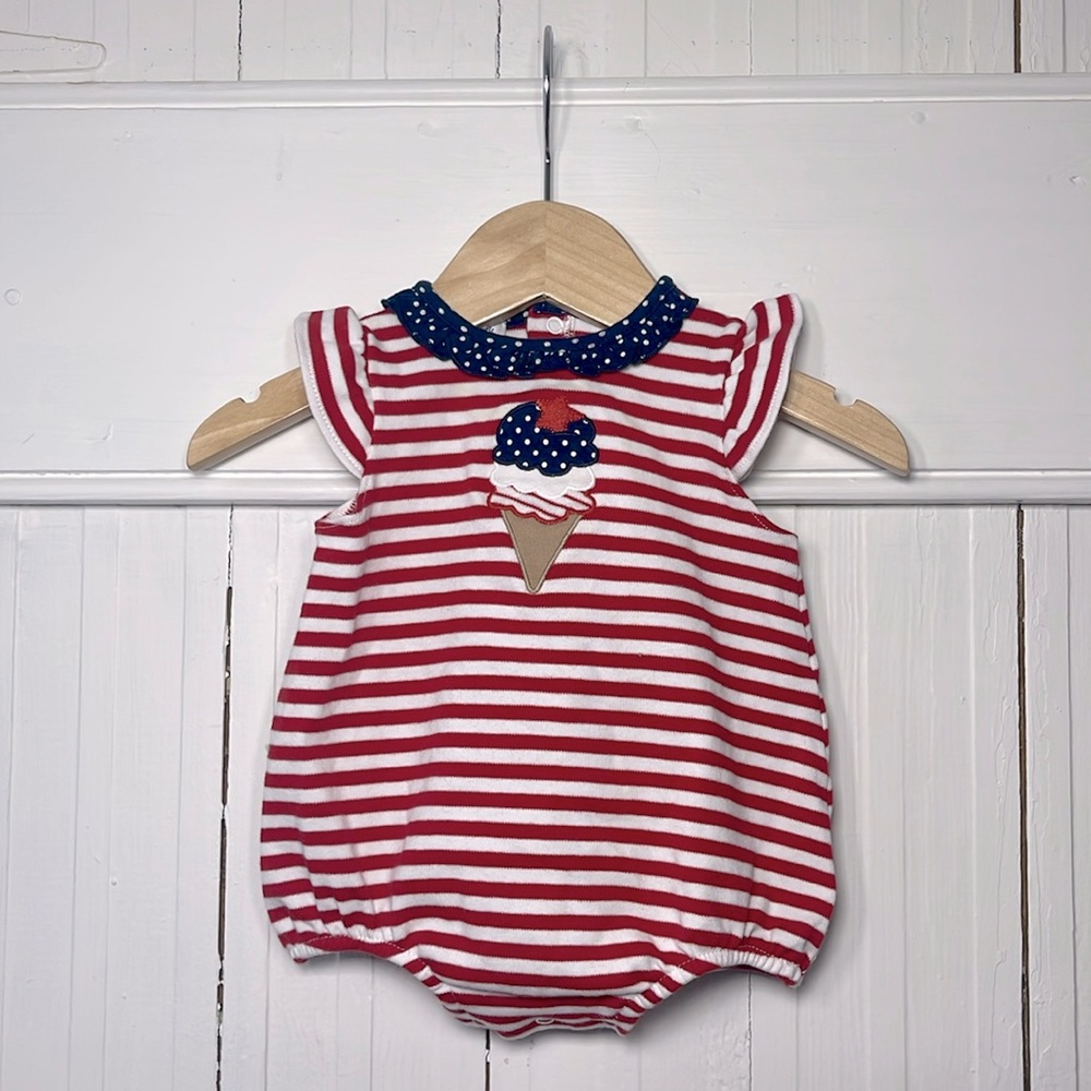 MAGNOLIA BABY  NWOT 100% Cotton Patriotic Red White & Blue Ice Cream Bubble